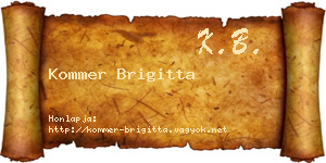 Kommer Brigitta névjegykártya
